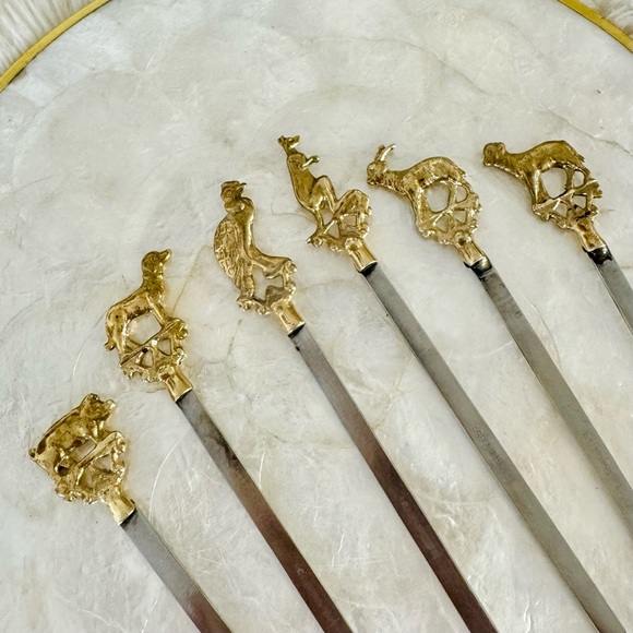 Vintage Brass Whimsical Animal Skewers - Picture 4 of 7